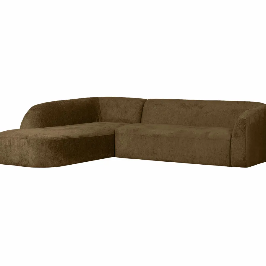 Woood Sloping hoekbank links structure velvet brass Hot