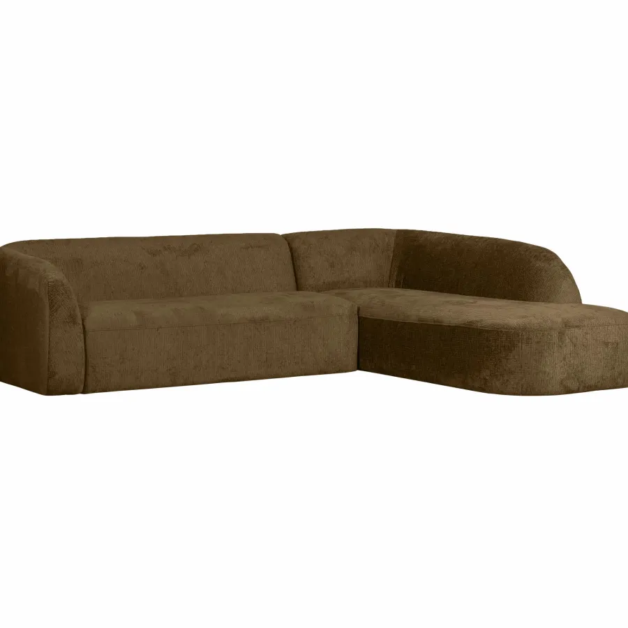 Woood Sloping hoekbank rechts structure velvet brass Best