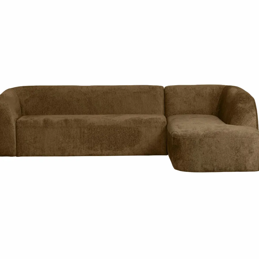 Woood Sloping hoekbank rechts structure velvet brass Best
