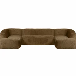 Woood Sloping u-vorm bank structure velvet brass
