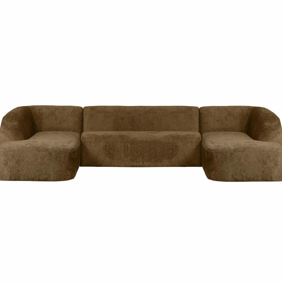 Woood Sloping u-vorm bank structure velvet brass