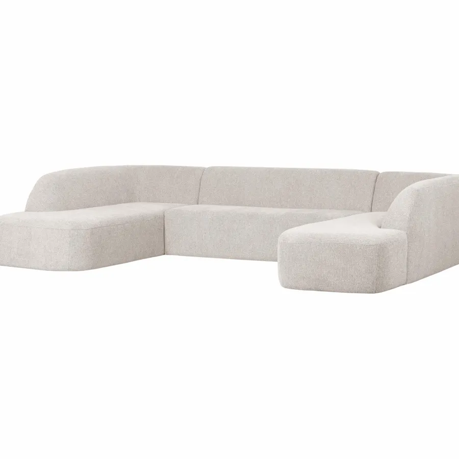 Woood Sloping u-vorm bank pearl melange New