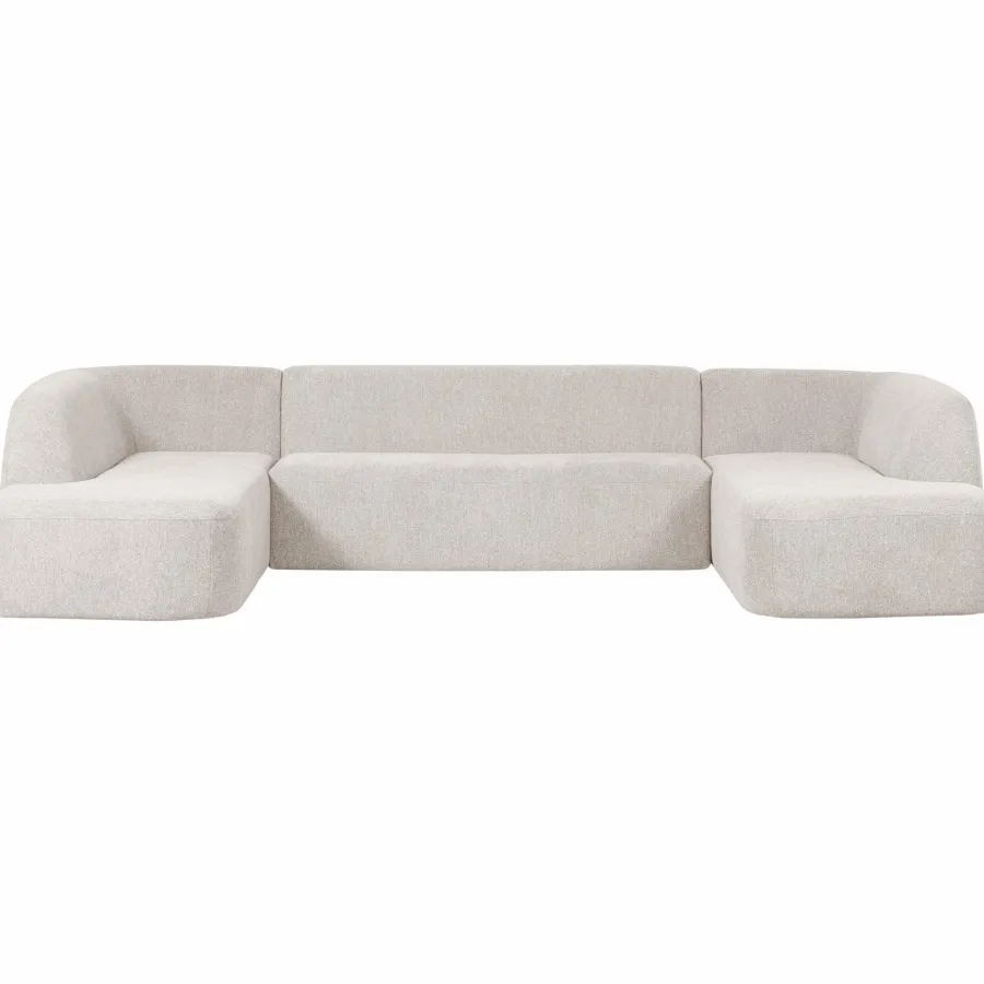 Woood Sloping u-vorm bank pearl melange New