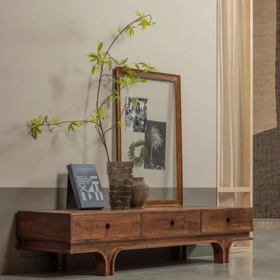 Woood Staes tv-meubel 3 lades mango hout walnoot Hot