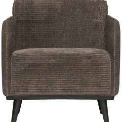 Woood Statement fauteuil met arm brede platte rib taupe Sale