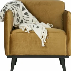 Woood Statement fauteuil met arm fluweel honing geel Discount