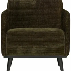 Woood Statement fauteuil met arm brede platte rib warm groen Sale