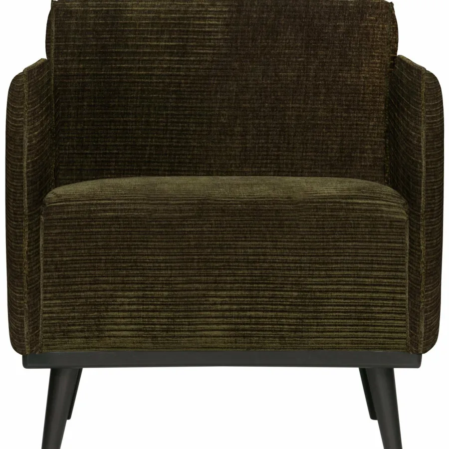 Woood Statement fauteuil met arm brede platte rib warm groen Sale