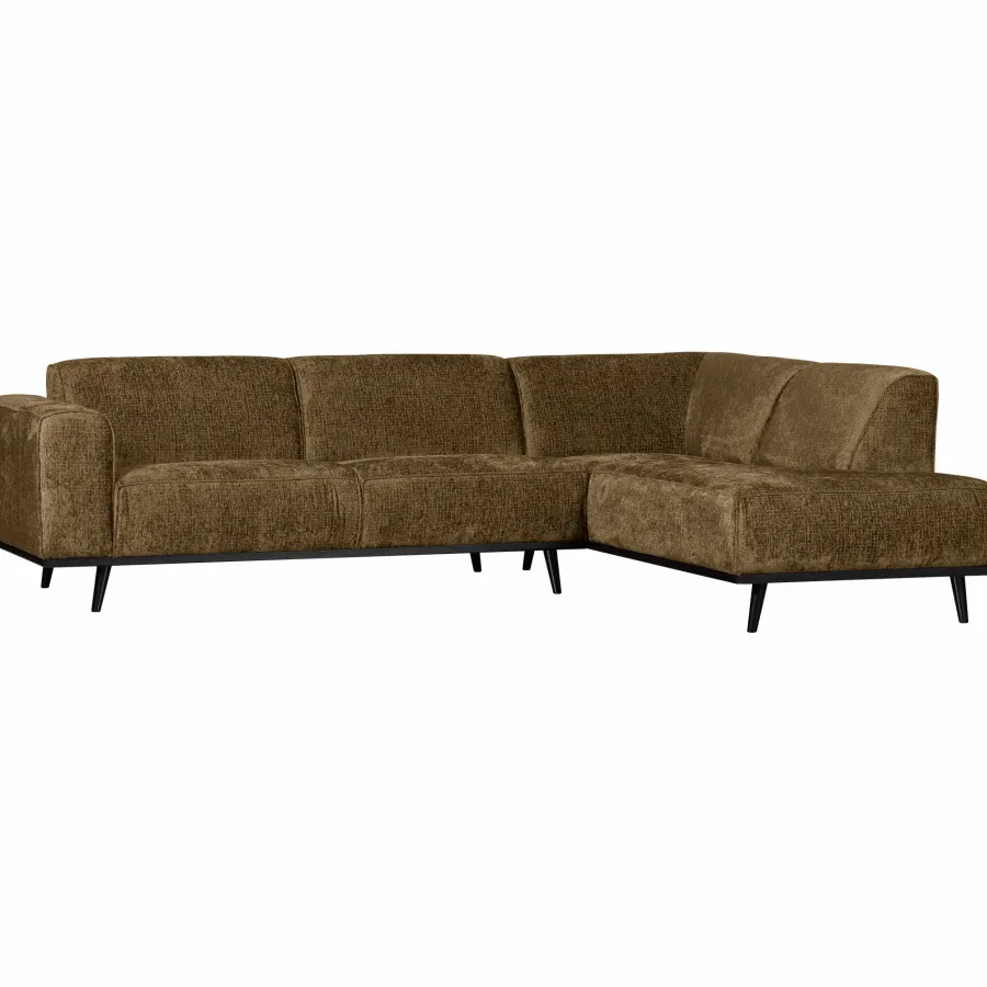 Woood Statement hoekbank rechts structure velvet brass Outlet