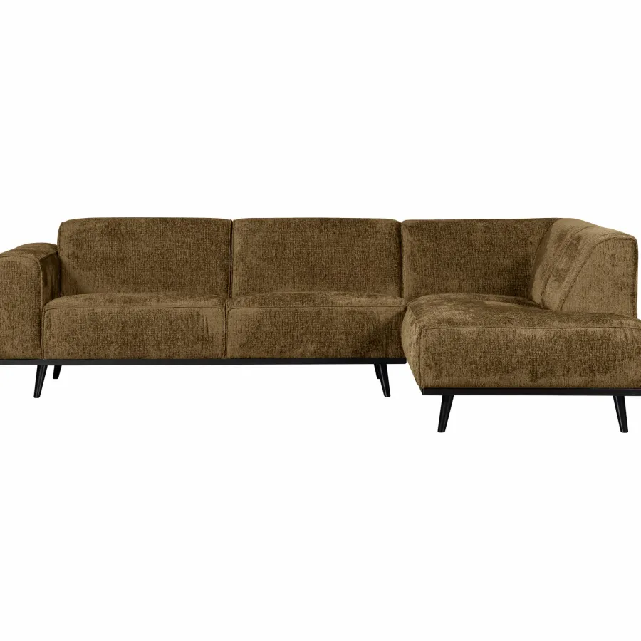 Woood Statement hoekbank rechts structure velvet brass Outlet