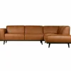 Woood Statement hoekbank rechts lederlook cognac Outlet