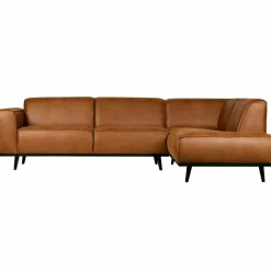 Woood Statement hoekbank rechts lederlook cognac Outlet