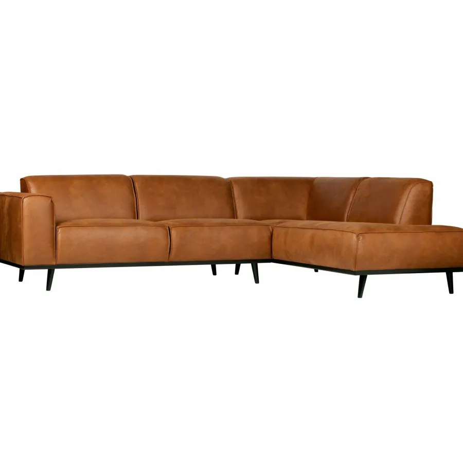 Woood Statement hoekbank rechts lederlook cognac Outlet