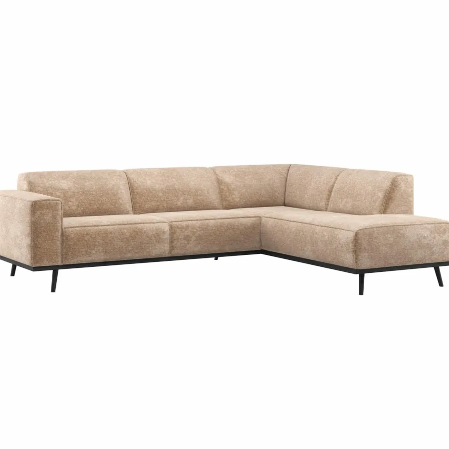 Woood Statement Hoekbank Rechts Chenille Velvet Perzikroze