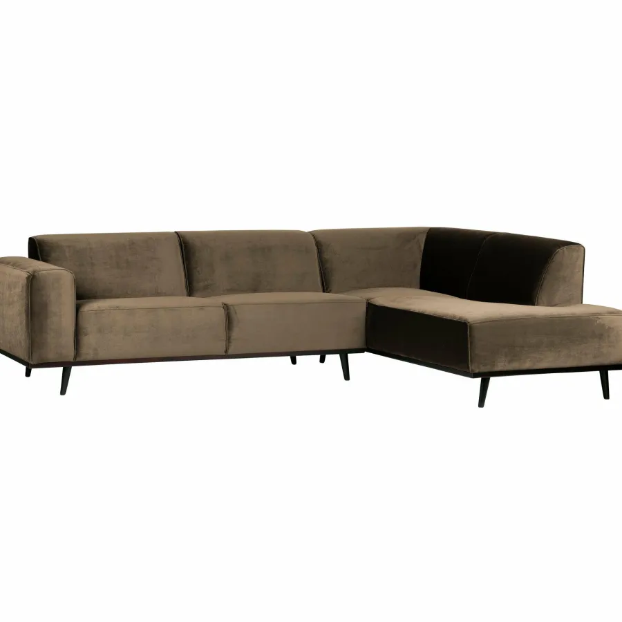 Woood Statement hoekbank rechts fluweel taupe Best