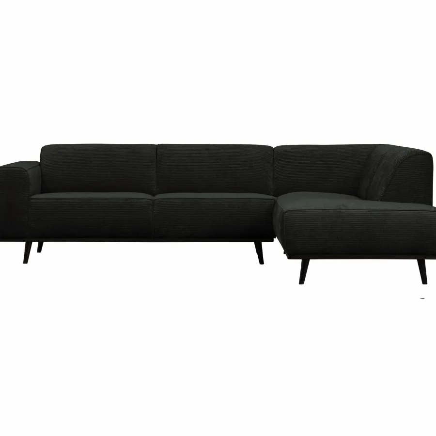 Woood Statement hoekbank rechts platte brede rib graphite Outlet