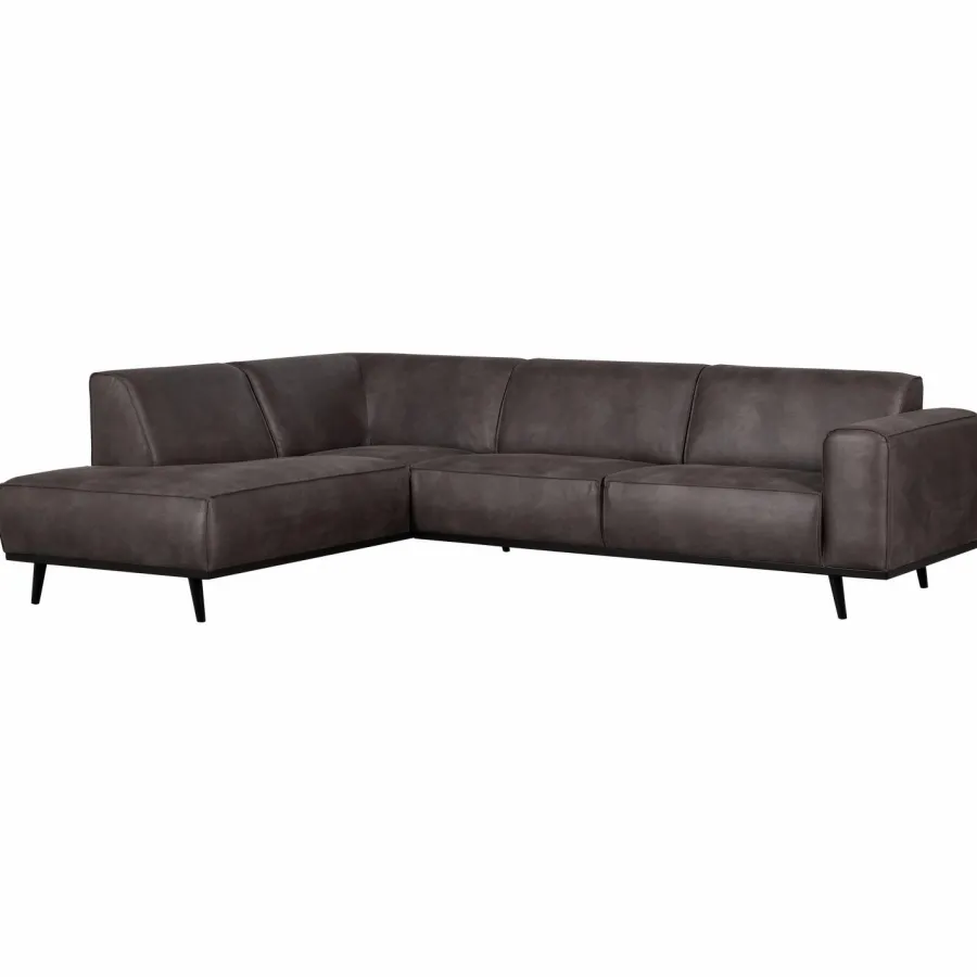 Woood Statement hoekbank links lederlook donkergrijs Outlet