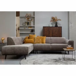 Woood Statement hoekbank links platte brede rib taupe Discount