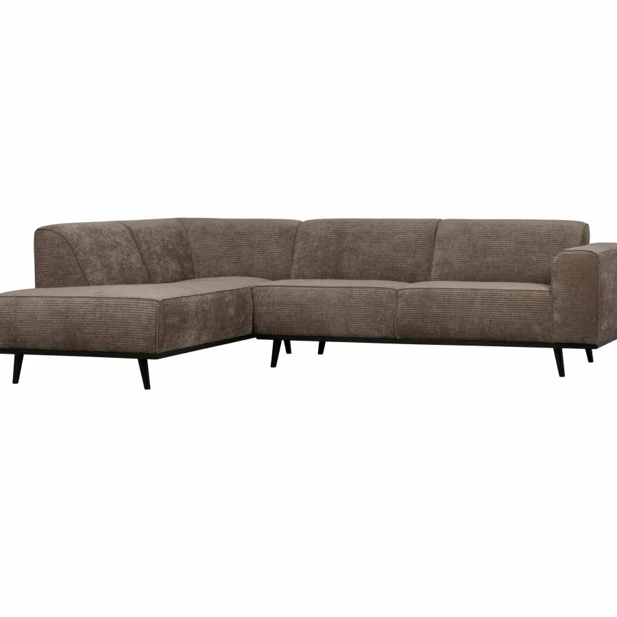 Woood Statement hoekbank links platte brede rib taupe Discount