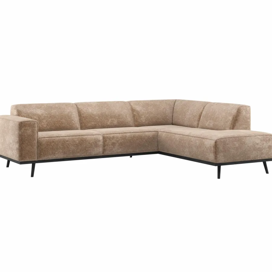 Woood Statement Hoekbank Rechts Chenille Velvet Taupe New