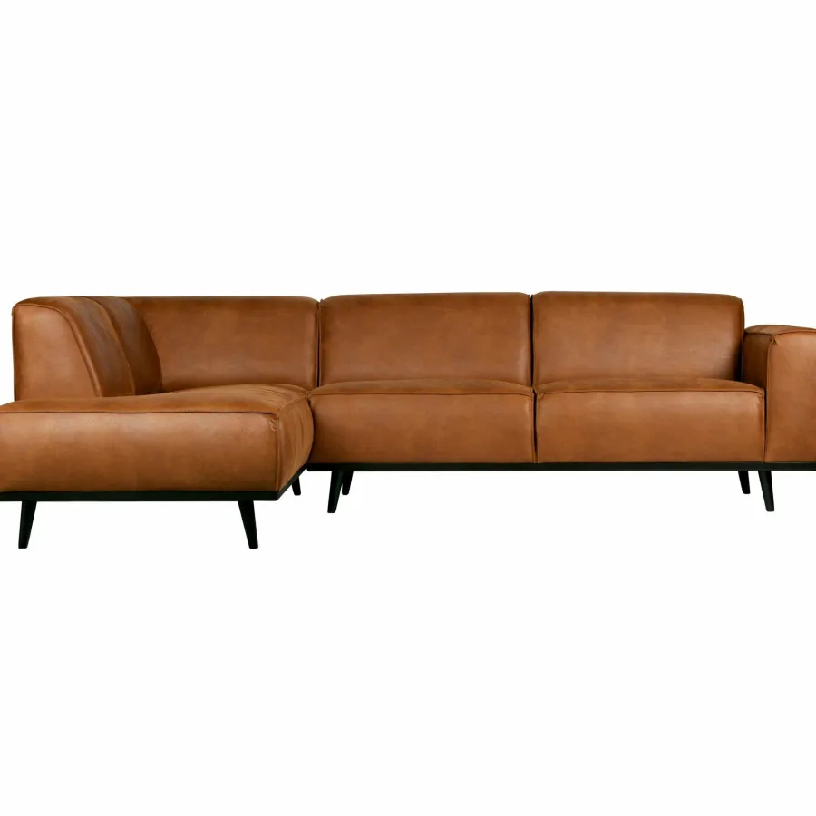 Woood Statement hoekbank links lederlook cognac