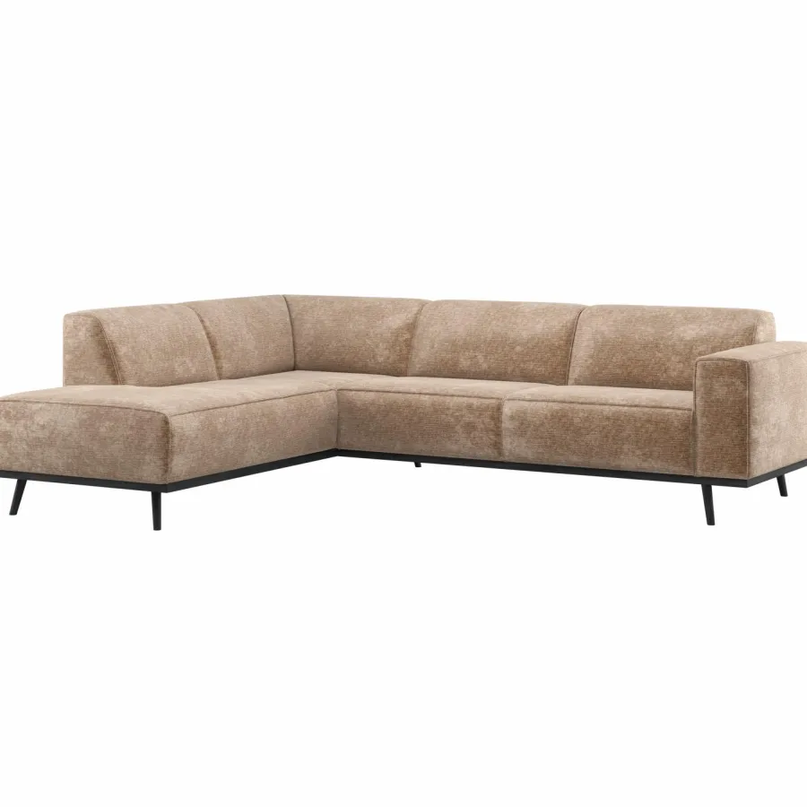 Woood Statement Hoekbank Links Chenille Velvet Taupe New
