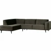Woood Statement hoekbank links fluweel warm groen Clearance