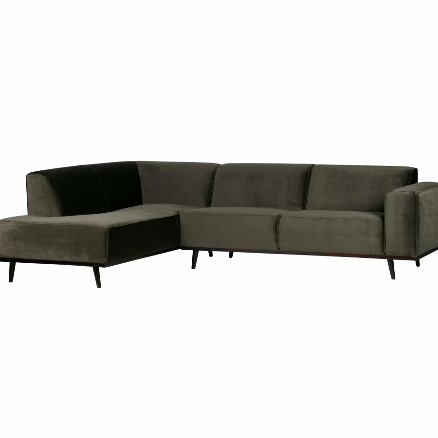 Woood Statement hoekbank links fluweel warm groen Clearance