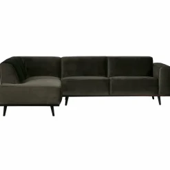 Woood Statement hoekbank links fluweel warm groen Clearance