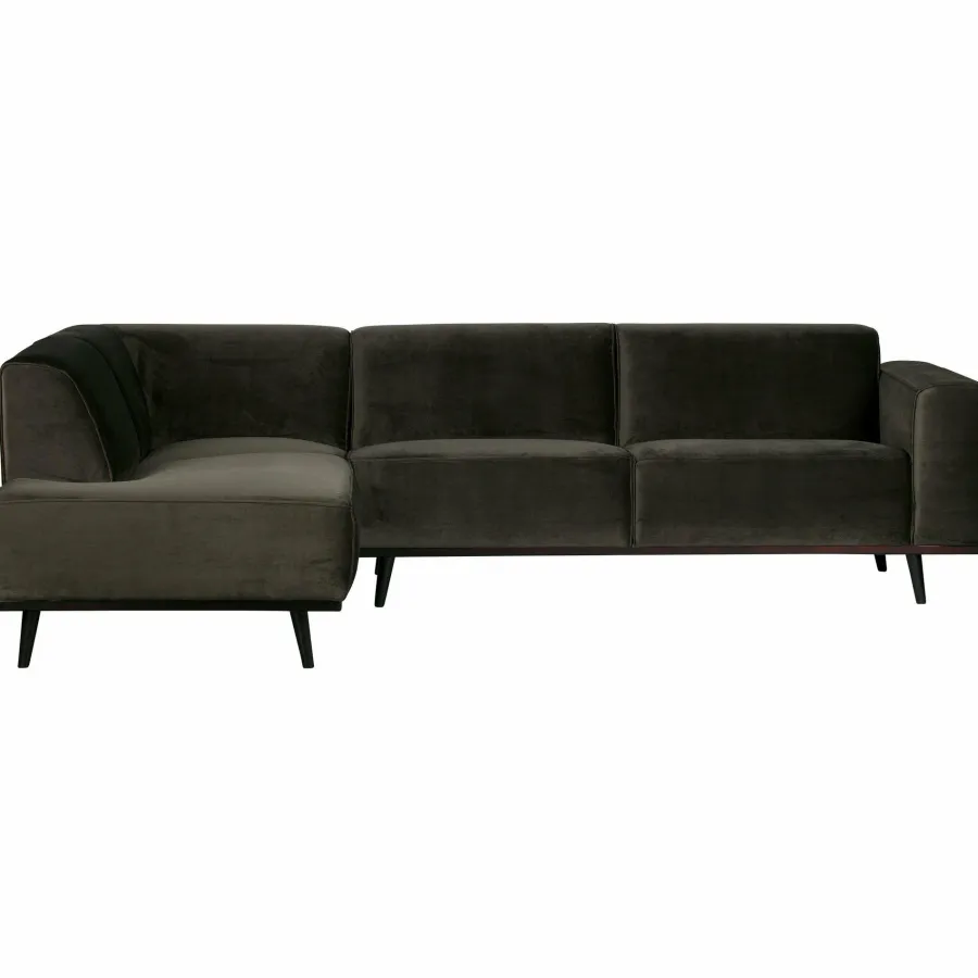 Woood Statement hoekbank links fluweel warm groen Clearance