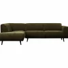 Woood Statement hoekbank links platte brede rib warm groen Outlet