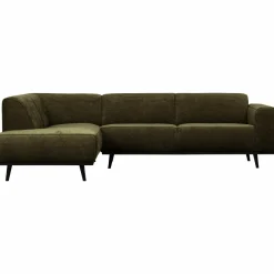 Woood Statement hoekbank links platte brede rib warm groen Outlet