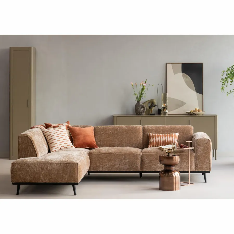 Woood Statement Hoekbank Links Chenille Velvet Perzikroze Best