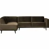 Woood Statement hoekbank links fluweel taupe Outlet