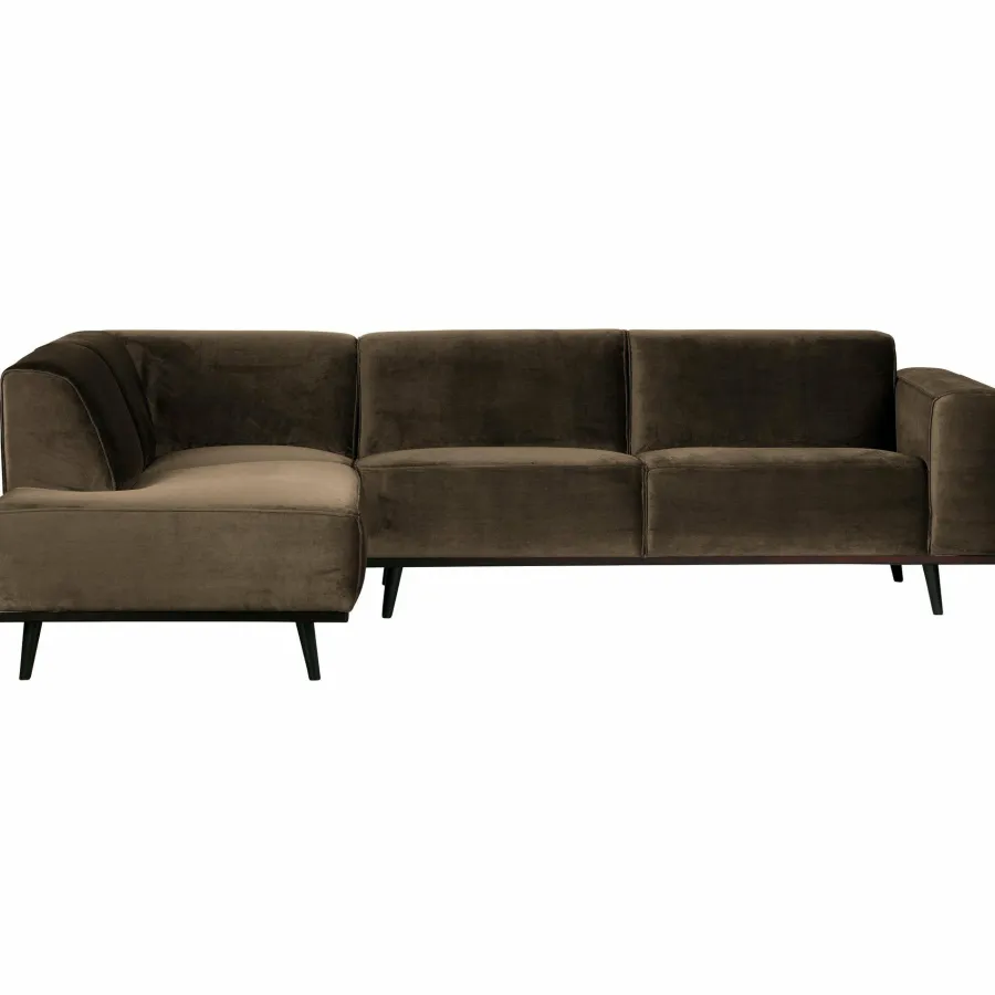 Woood Statement hoekbank links fluweel taupe Outlet