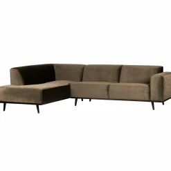 Woood Statement hoekbank links fluweel taupe Outlet