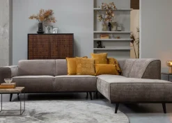 Woood Statement hoekbank rechts platte brede rib taupe New