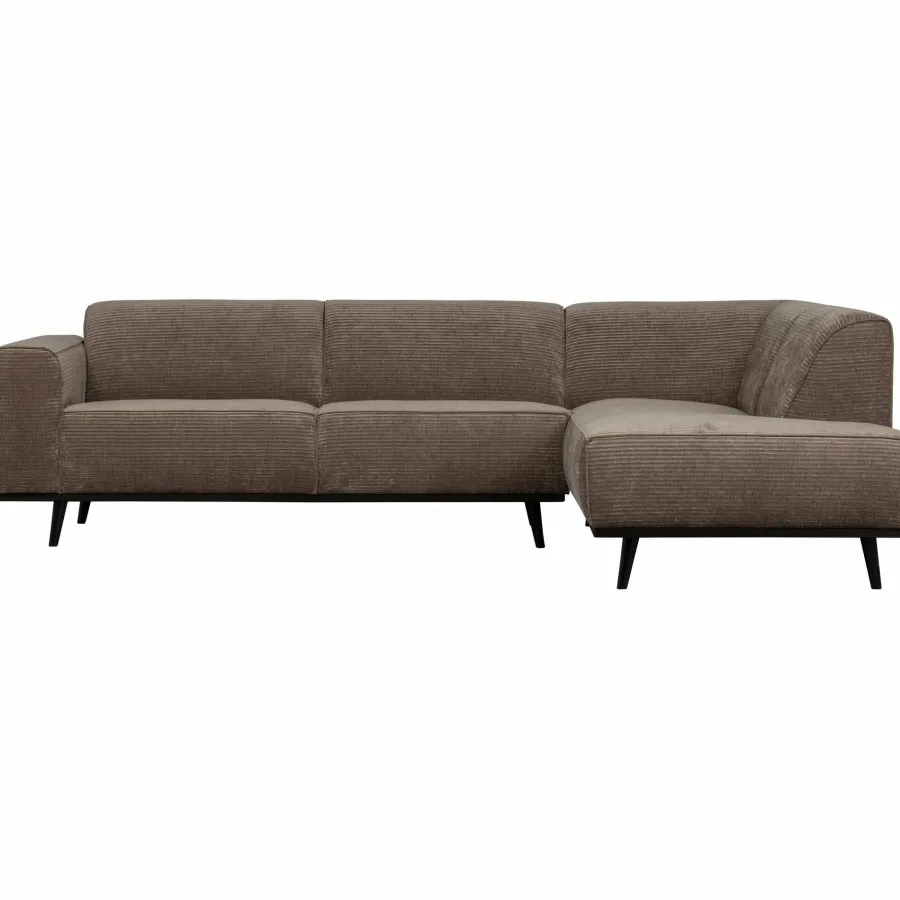 Woood Statement hoekbank rechts platte brede rib taupe New