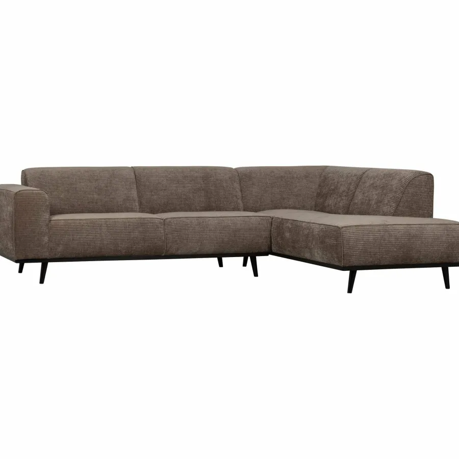 Woood Statement hoekbank rechts platte brede rib taupe New