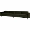 Woood Statement xl 4-zits bank 372 cm fluweel warm groen Best