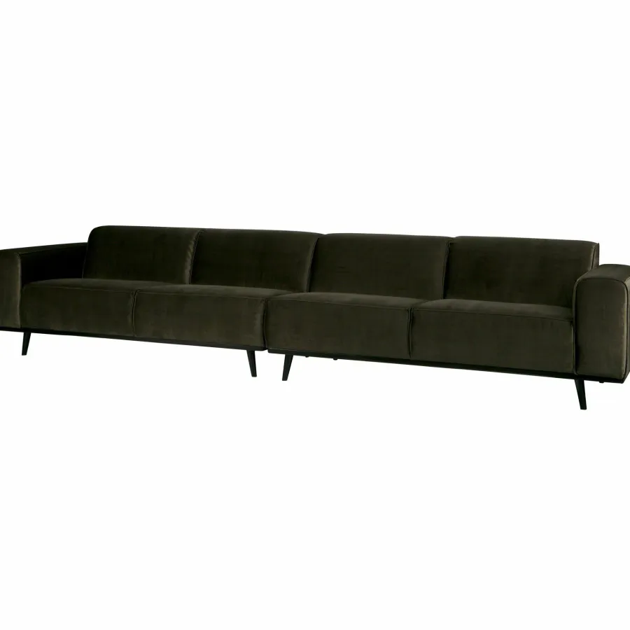 Woood Statement xl 4-zits bank 372 cm fluweel warm groen Best