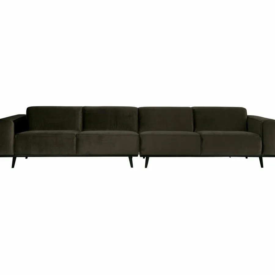 Woood Statement xl 4-zits bank 372 cm fluweel warm groen Best