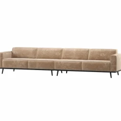 Woood Statement Xl 4-Zits Bank 372 Cm Chenille Velvet Perzikroze
