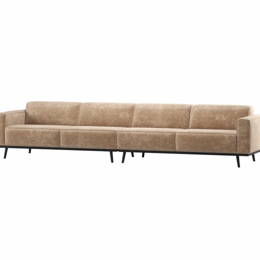 Woood Statement Xl 4-Zits Bank 372 Cm Chenille Velvet Perzikroze