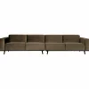 Woood Statement xl 4-zits bank 372 cm fluweel taupe Outlet