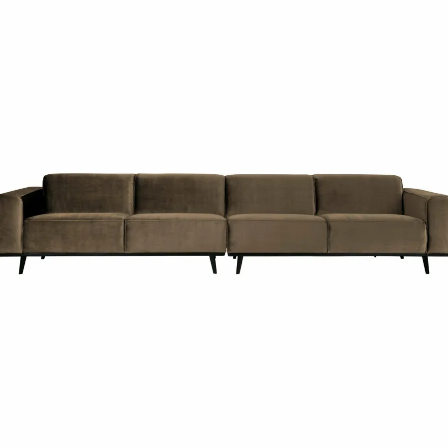 Woood Statement xl 4-zits bank 372 cm fluweel taupe Outlet
