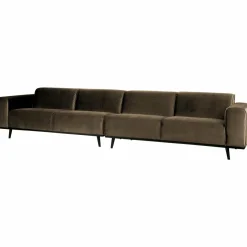 Woood Statement xl 4-zits bank 372 cm fluweel taupe Outlet