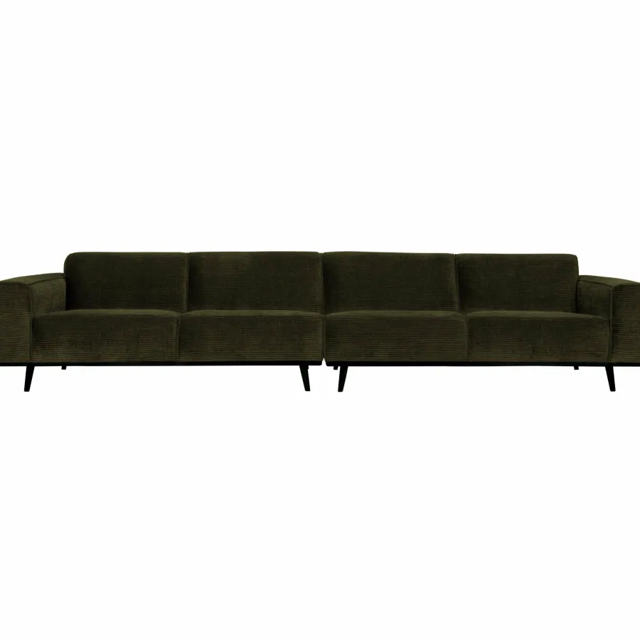 Woood Statement xl 4-zits bank 372 cm platte brede rib warm groen Outlet