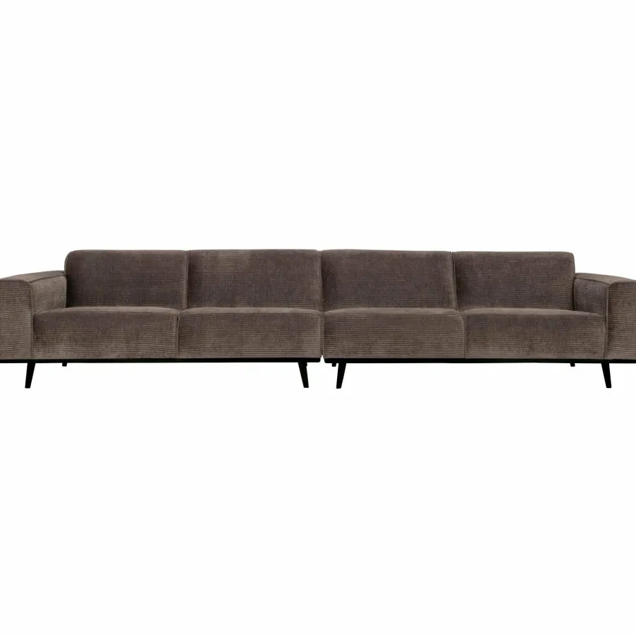 Woood Statement xl 4-zits bank 372 cm platte brede rib taupe