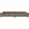 Woood Statement xl 4-zits bank 372 cm platte brede rib clay Hot